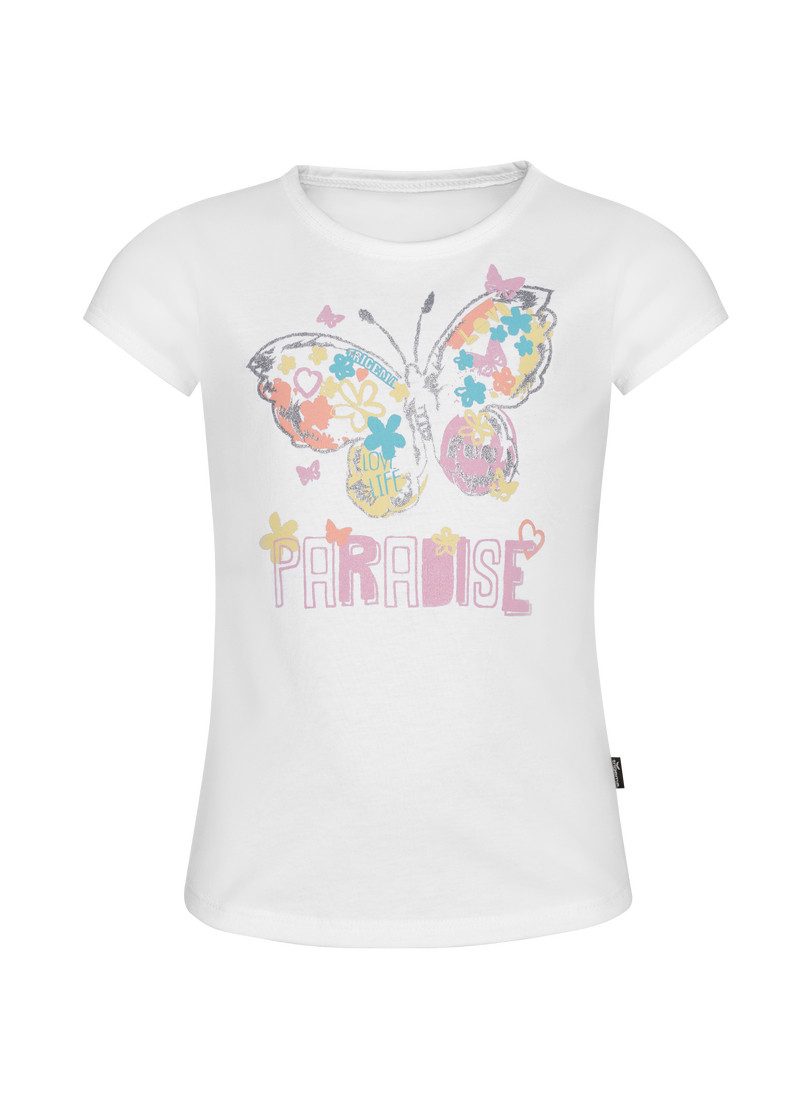 Trigema T-Shirt TRIGEMA T-Shirt mit buntem Schmetterling-Printmotiv (1-tlg)