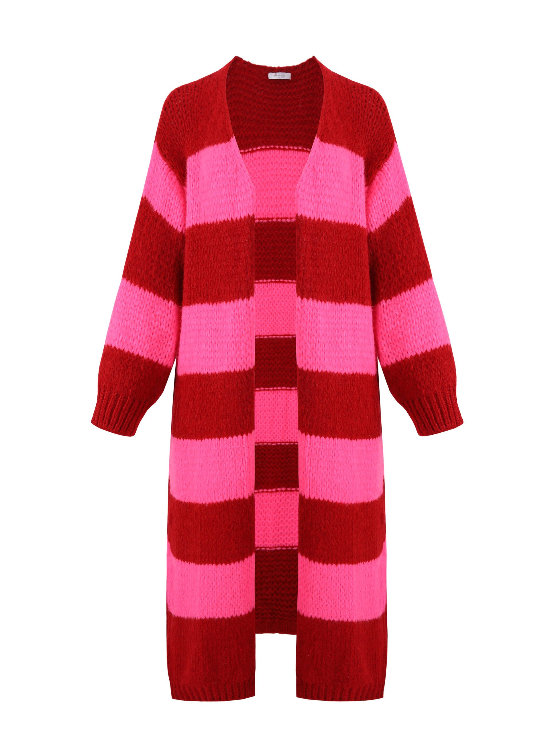 SASSYCLASSY Longstrickjacke Extra langer Cardigan mit Blockstreifen für Dam günstig online kaufen