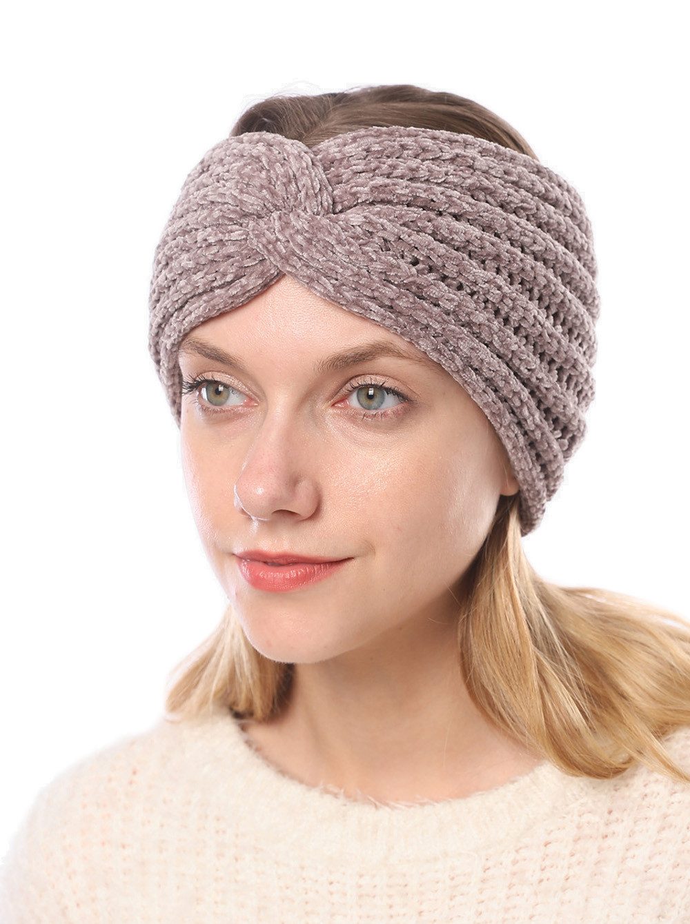 axy Haarband Damen Strick Stirnband mit Twist Knoten HBW3, Strick Winter Stirnband Hairband