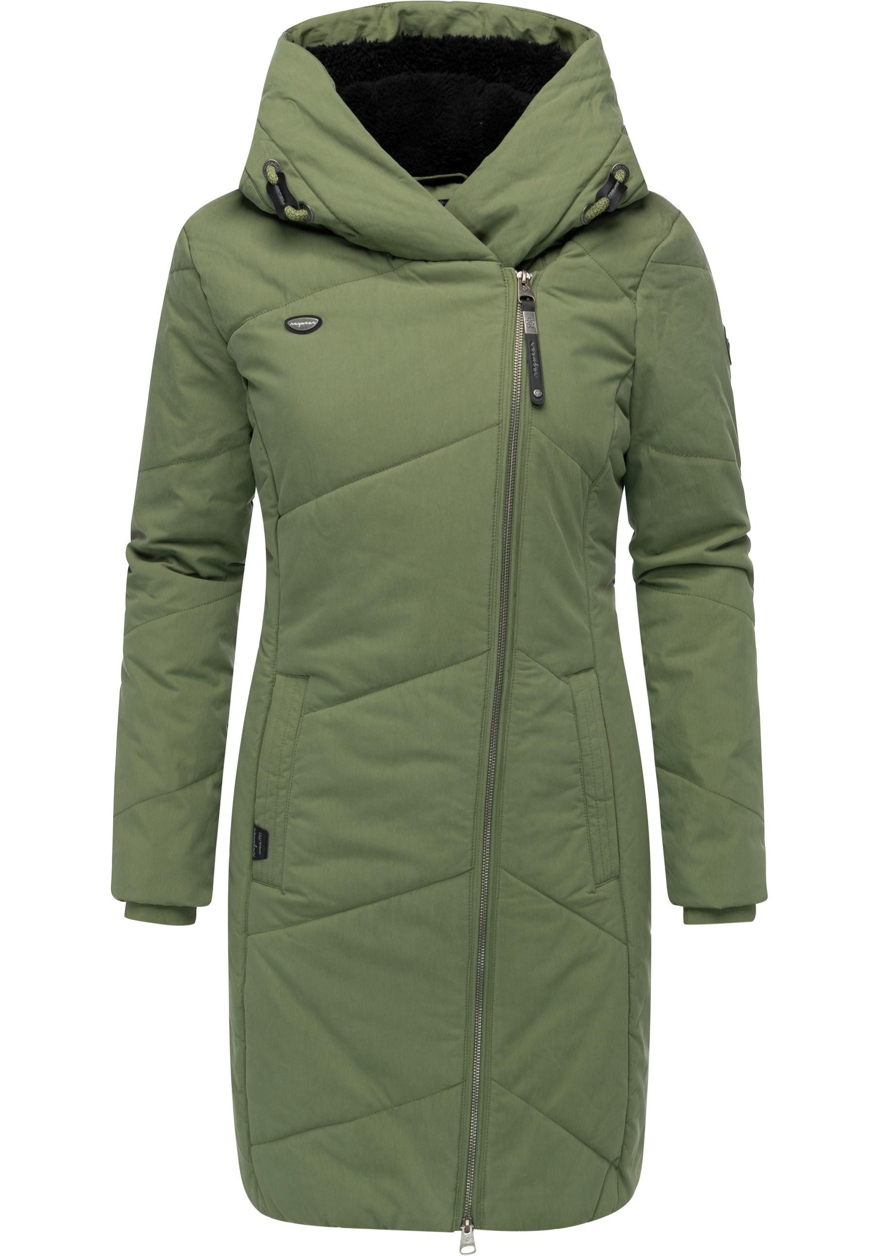 Ragwear Wintermantel Gordon Long gesteppter Winterparka mit asymmetrischem Kragen