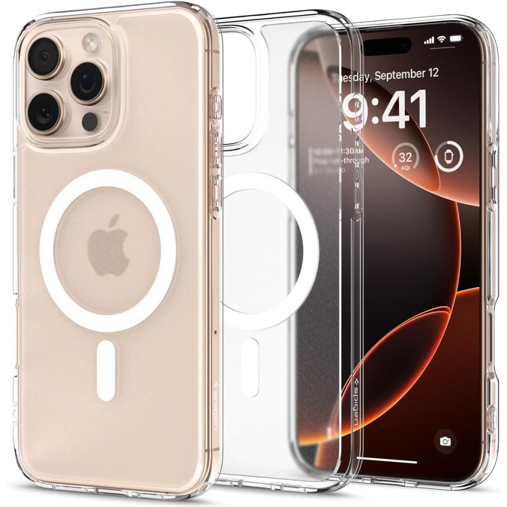 Spigen Hybrid Schutzhülle Handyhülle Magnethülle, Spar-Set, 1-tlg., MagSafe, MIL-STD-810G, Airbag-Ecken, transparent