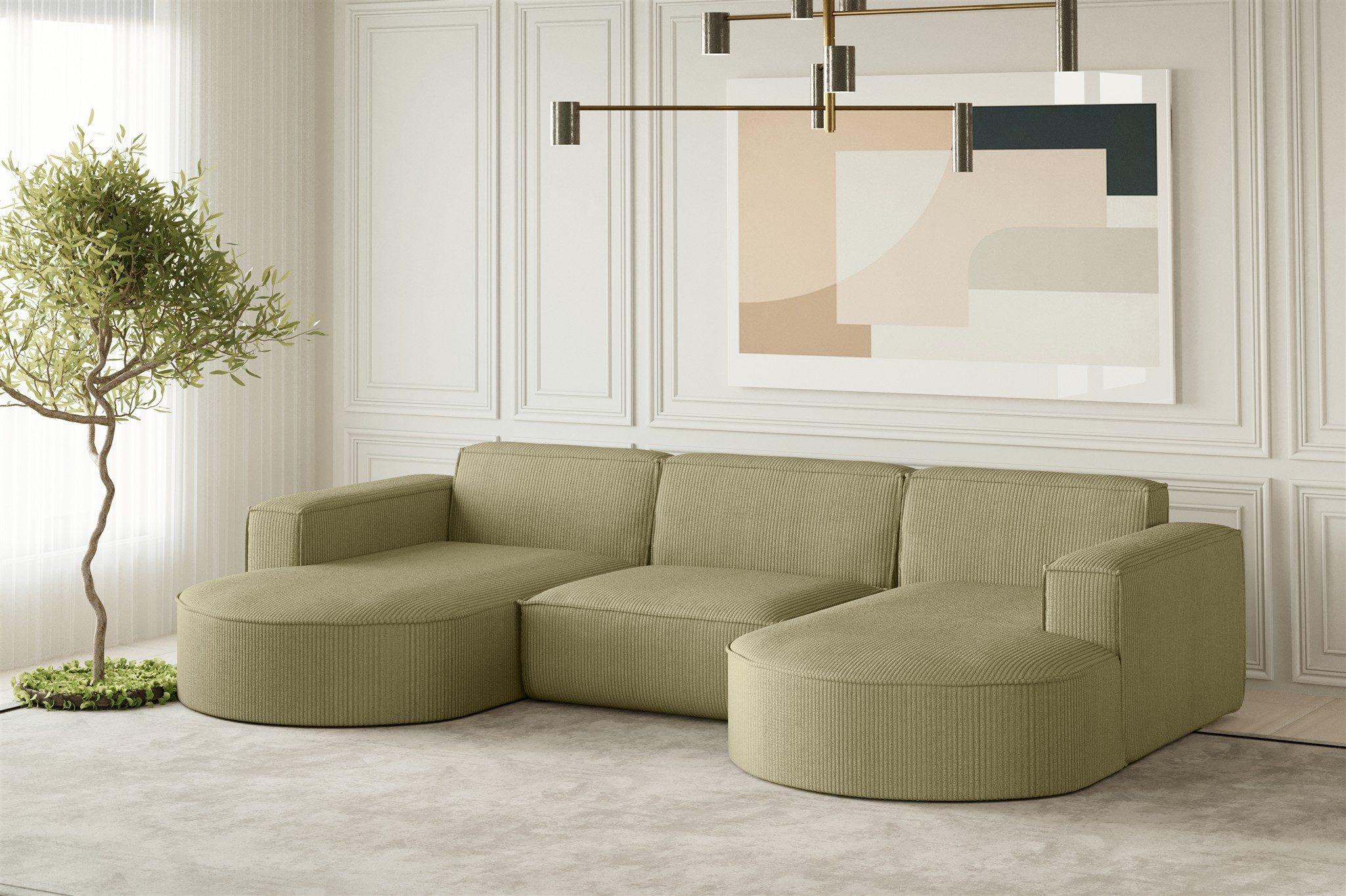 Fun Möbel Wohnlandschaft U-Form Sofa PALMA in Stoff in Stoff Noel und Scala, auch in Ausführung Gesamtbreite 382 cm erhältlich, Rundumbezug