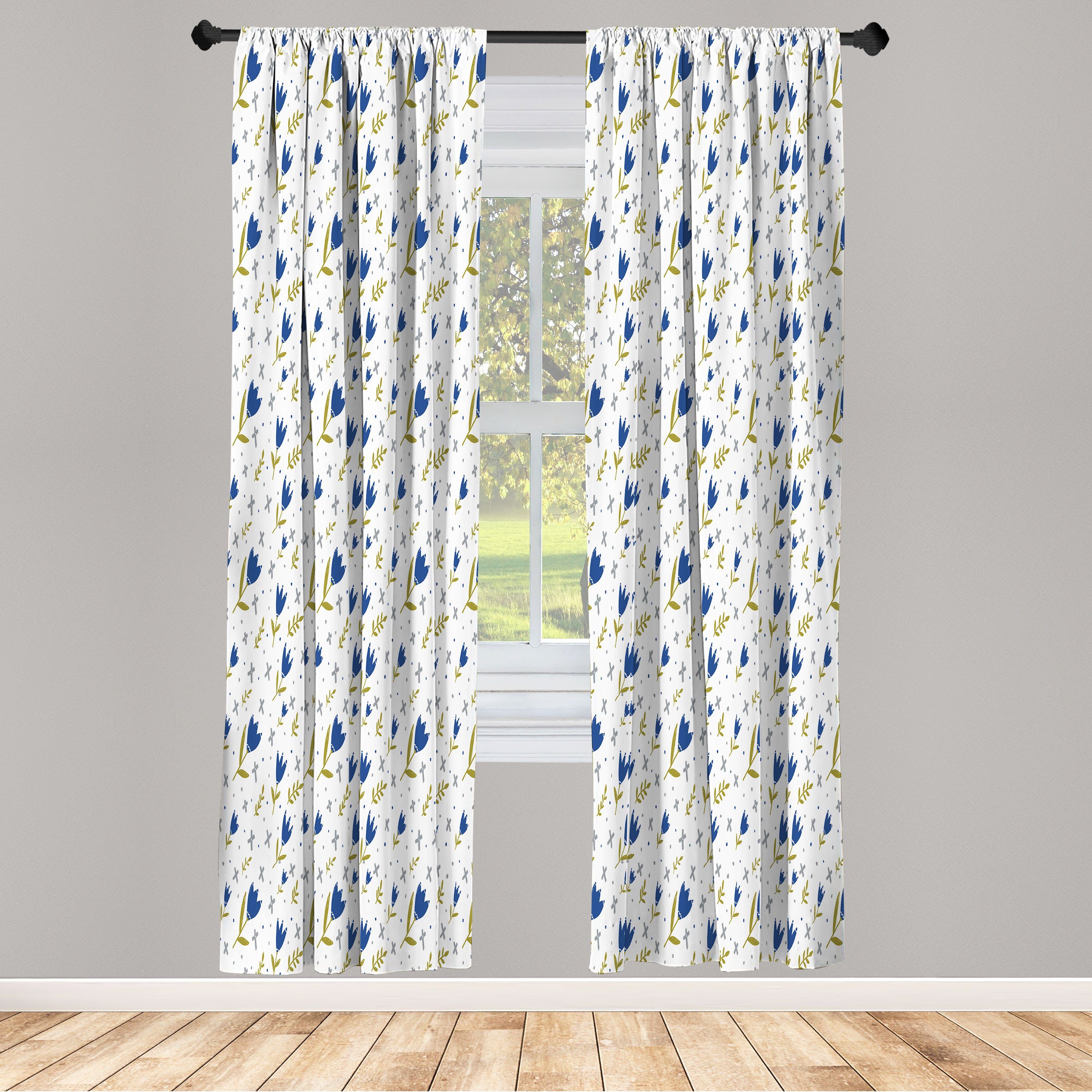 Gardine Vorhang für Wohnzimmer Schlafzimmer Dekor, Abakuhaus, Microfaser, skandinavisch Blühender Blaue Tulpen