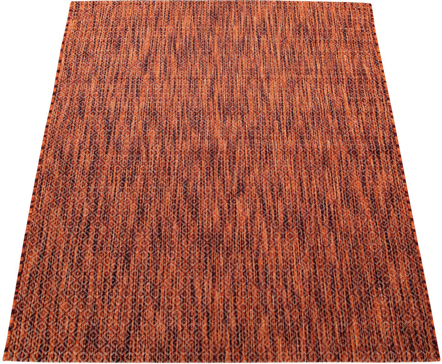 Teppich Cuyo 740, Paco Home, rechteckig, Höhe: 4 mm, modernes Design, Rauten Muster, In- und Outdoor geeignet, Wohnzimmer rot | Kurzflor-Teppiche