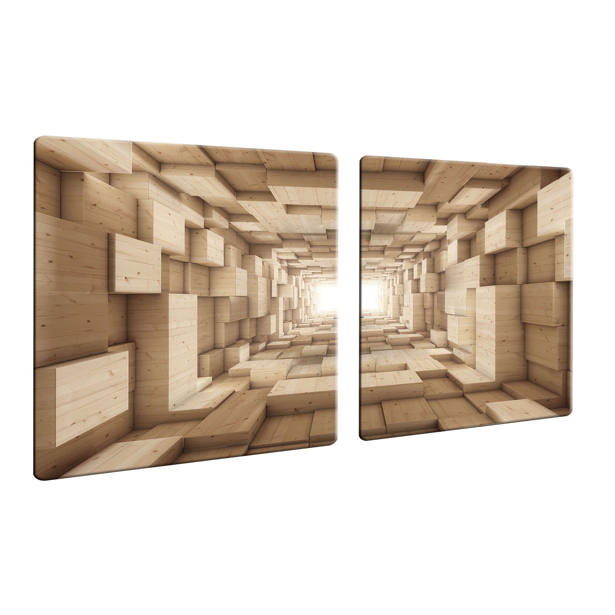 2-teilig Herd-Abdeckplatte Decorwelt 80x52 Abstrakt Holz Ceranfeldabdeckung