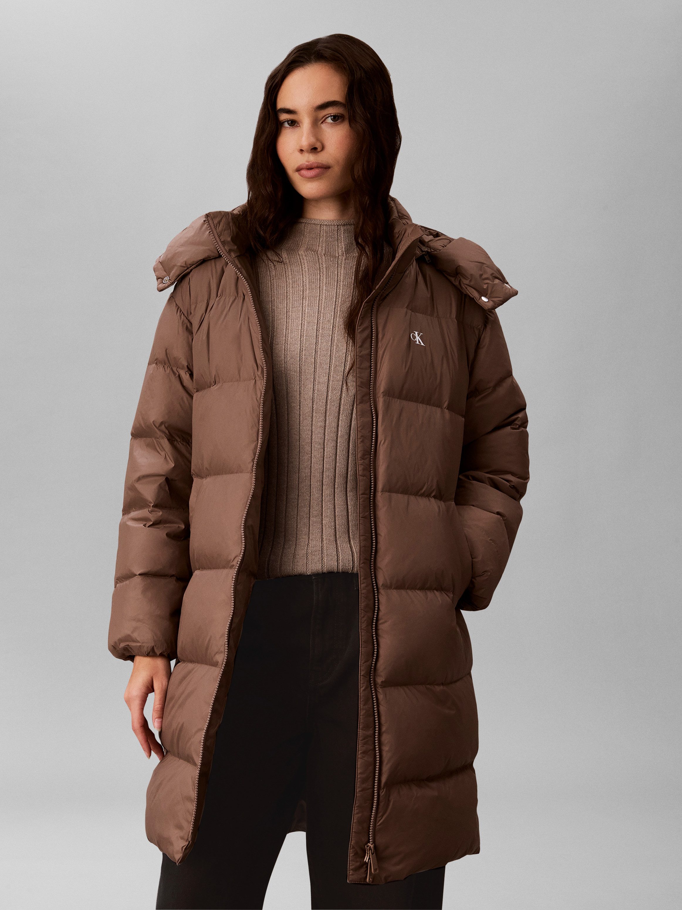 Calvin Klein Jeans Steppmantel ESSENTIAL LONG DOWN PUFFER Regular fit mit Kapuze