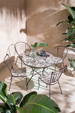 Dehner Gartentisch Gartentisch Grazia, mit Mosaik, Eisen/Stein, Romantischer Mosaiktisch mit einem pulverbeschichteten Eisengestell