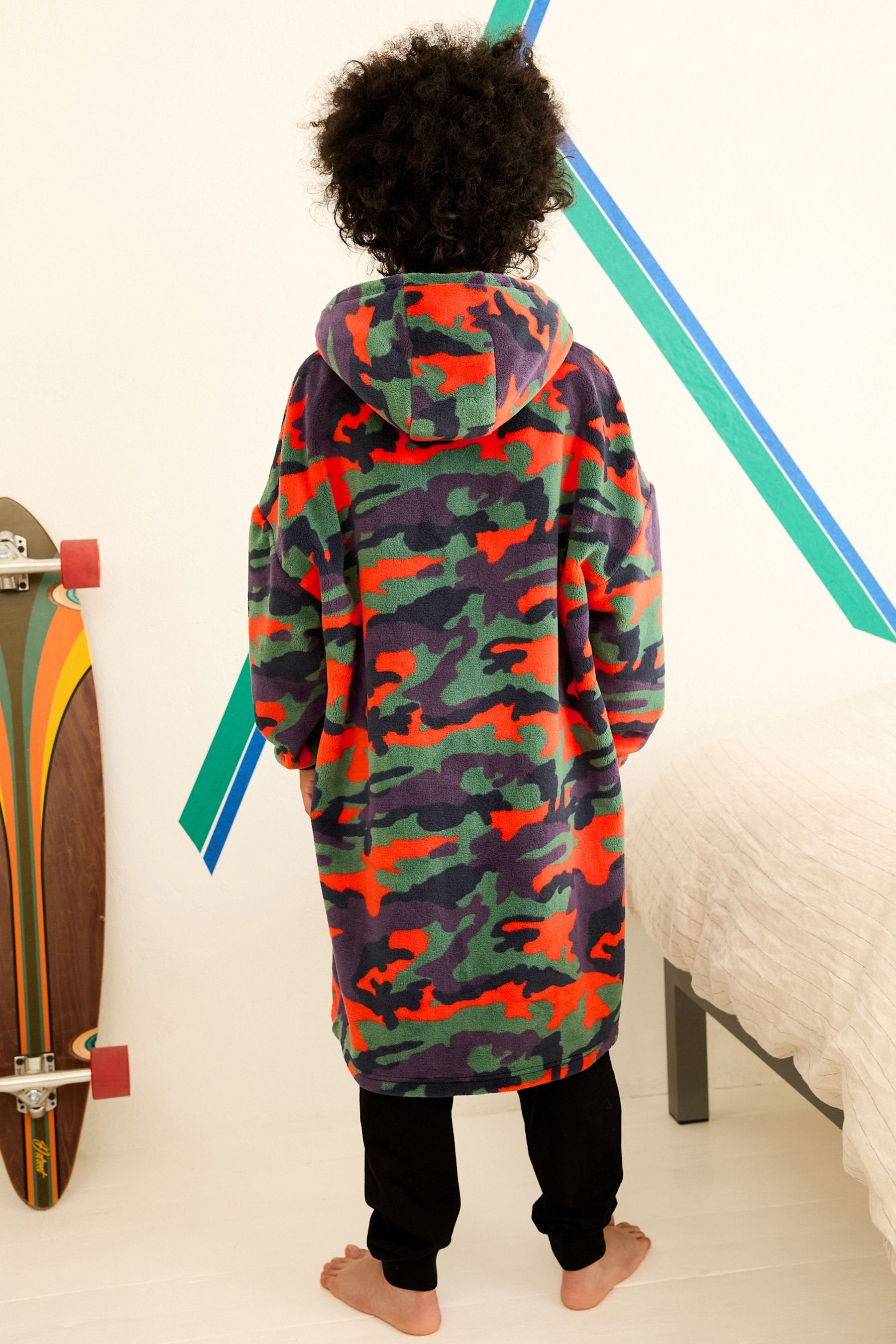 Next Kinderbademantel Decke mit Green Polyester Orange/ Camouflage Kapuze, Polyester (recycelt)
