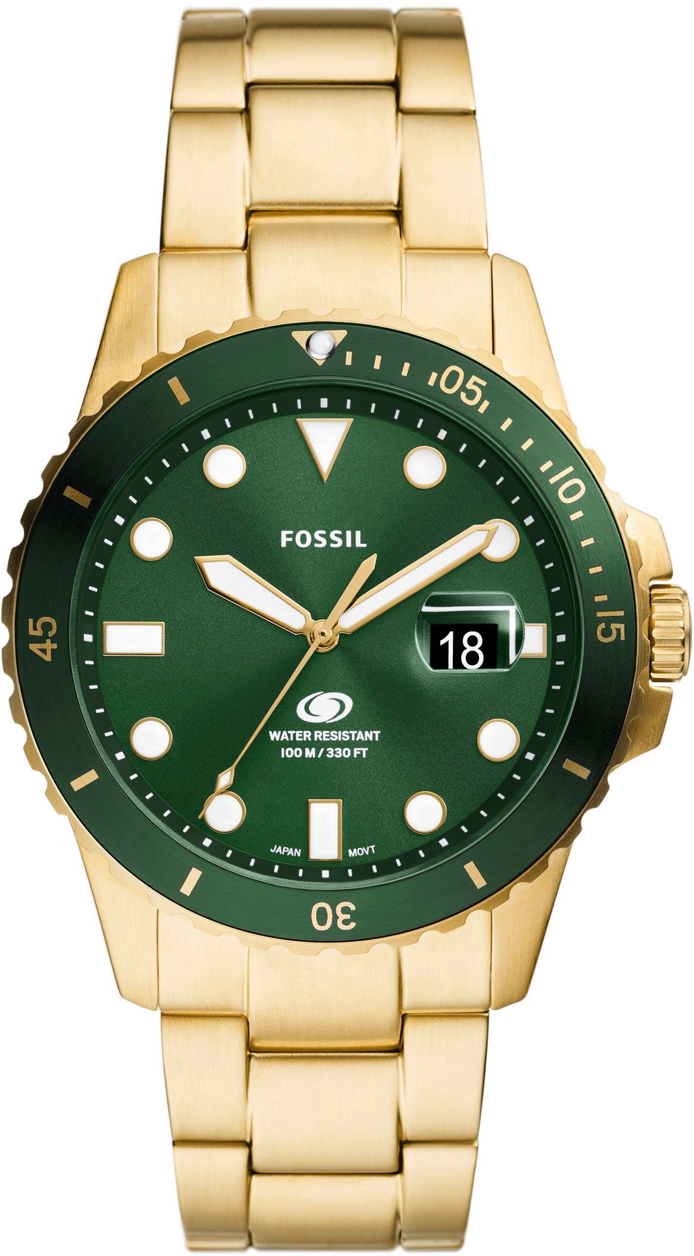 Fossil Quarzuhr FOSSIL BLUE DIVE, FS6030, Armbanduhr, Herrenuhr, Datum, analog