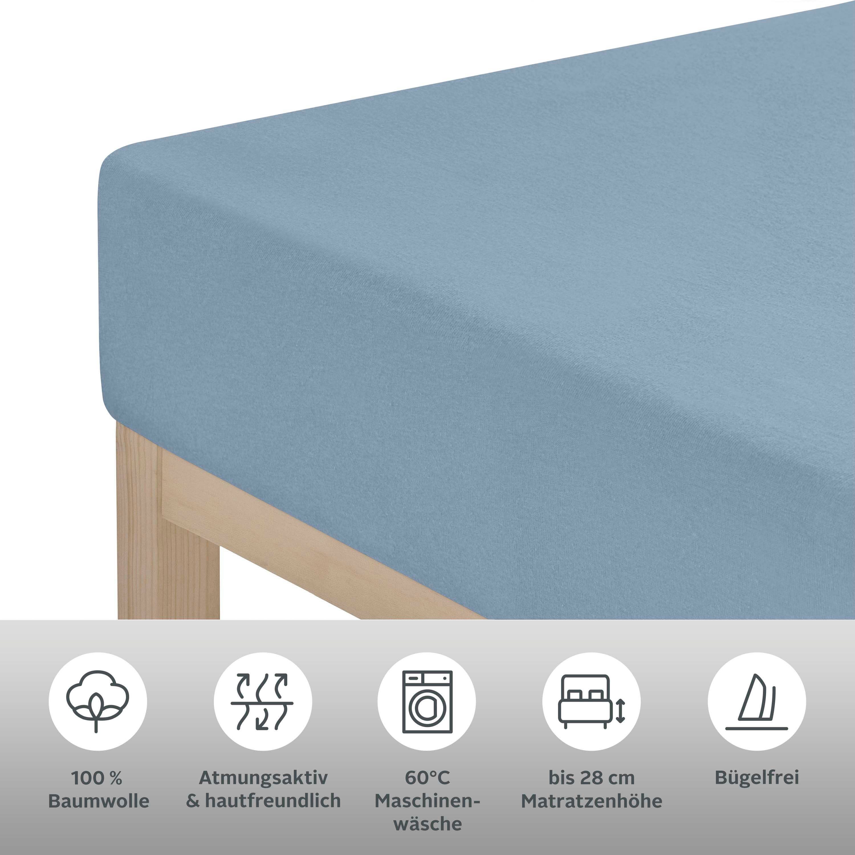 OTTO home Spannbettlaken BLACKBERRY 100% Baumwolle, Jersey, Gummizug: rundum, (1 Stück), für hohe Matratzen bis 28 cm, Bettlaken, Spannbetttuch, pflegeleicht