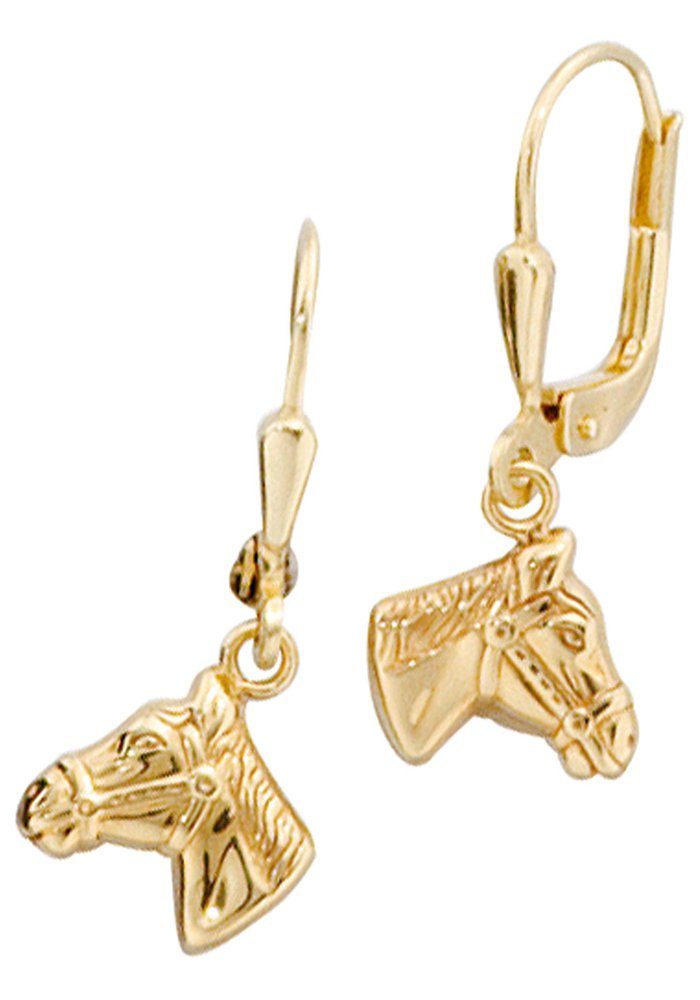 Paar Gold Pferdeköpfe, Ohrhänger JOBO 333
