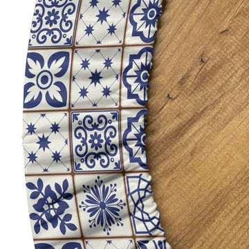 Abakuhaus Tischdecke Rundum-elastische Stofftischdecke, Indigo Blau Antikes Azulejo-Motiv