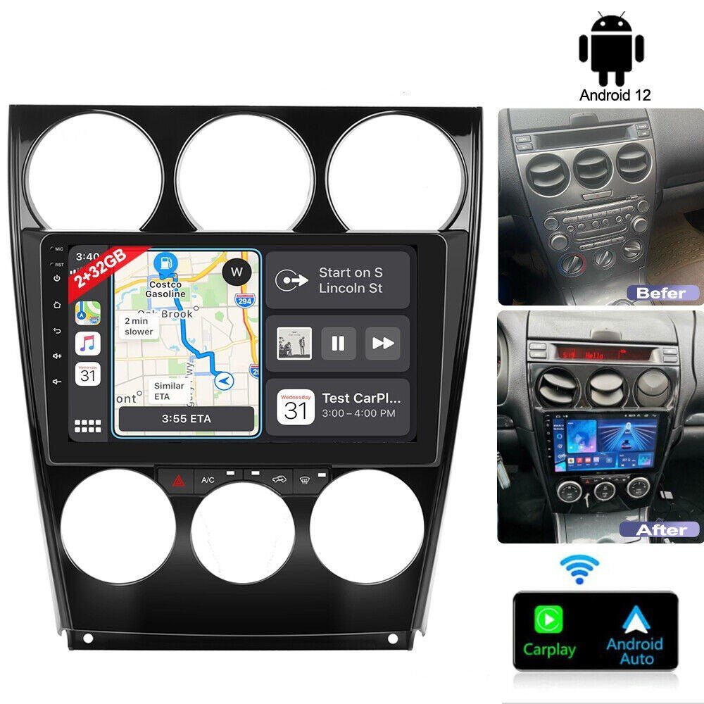 Android 8-Core 4GB RDS RAM BT 6 Carplay 2004-2015 für Einbau-Navigationsgerät Mazda GABITECH Autoradio