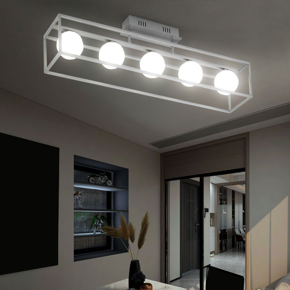 etc-shop LED Deckenleuchte, Leuchtmittel inklusive, LED Deckenleuchte silber Warmweiß, Deckenlampe Glas Wohnzimmerlampe