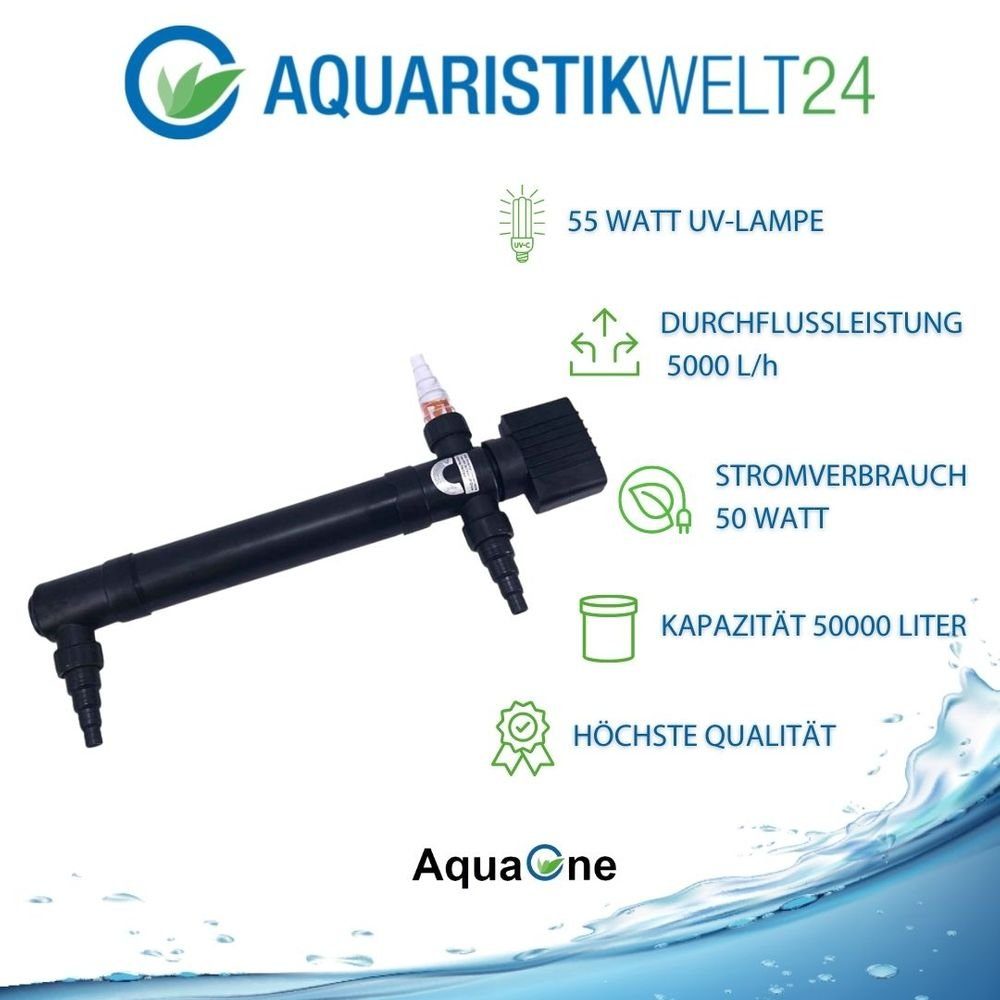 Aquaone UVC-Klärer AquaOne Cuv 155 Uvc Wasserklärer 55W Aquarium Teich Algenvernichter