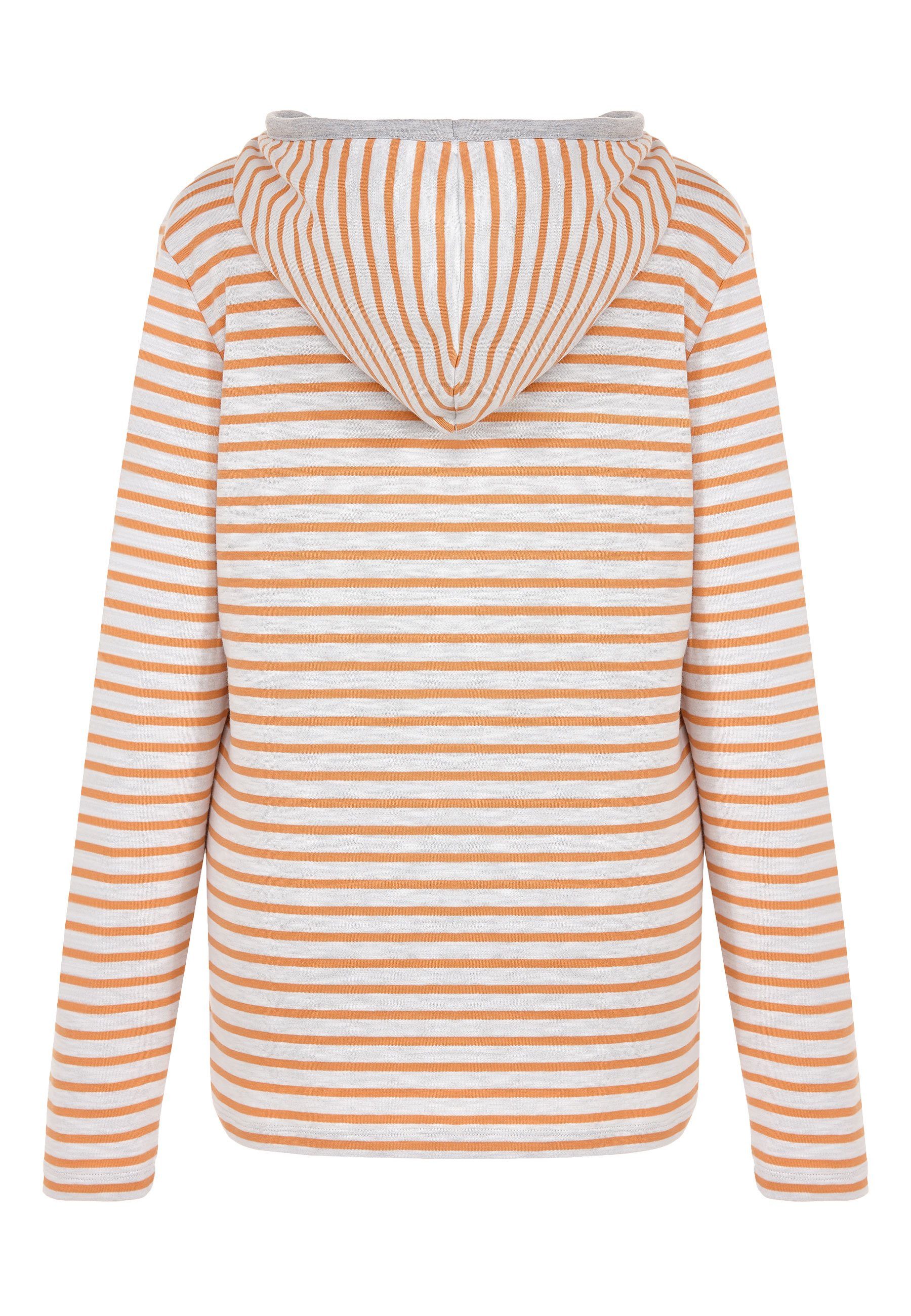 Kapuzenpullover Elkline orange V-Ausschnitt - leicht white Favorite Hoodie Streifen soft