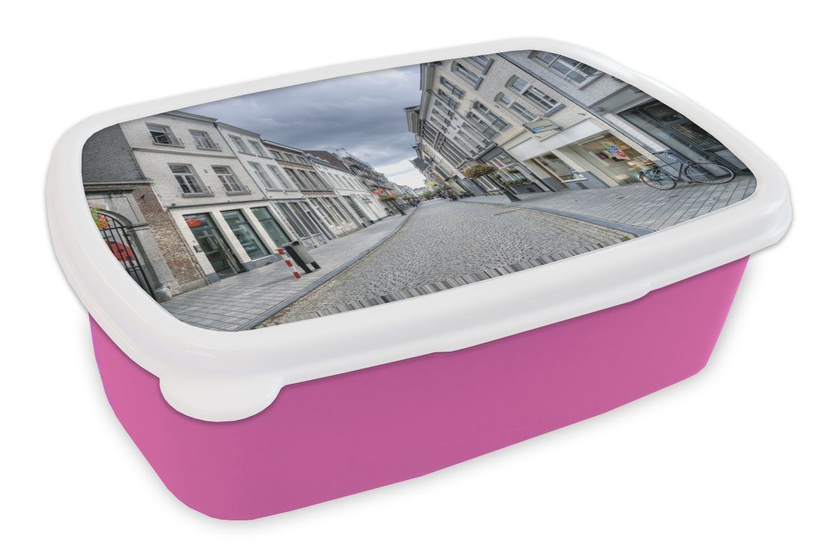 - rosa Lunchbox Erwachsene, Weiß, Brotdose Kunststoff MuchoWow (2-tlg), Maastricht - für Kinder, Mädchen, Snackbox, Architektur Brotbox Kunststoff,