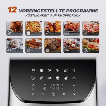 Sinaopus Heißluftfritteuse 8.5L Airfryer XXL,12 Programmen, 1800,00 W, Grill, digitaler Display