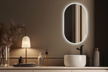 Tulup LED-Lichtspiegel Spiegel Deko Ovaler LED Beleuchtung Badspiegel (Kaltweiß 6500K)