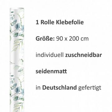 nikima Wandtattoo KF-06 selbstklebende Folie Floral weiß/grün (PVC-Folie), 2 x 0,9 m selbstklebende Folie