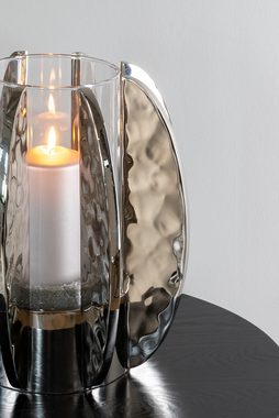 Fink Windlicht GLAMOUR (1 St), Kerzenhalter mit Glas, vernickelt, mit gehämmerter Oberfläche