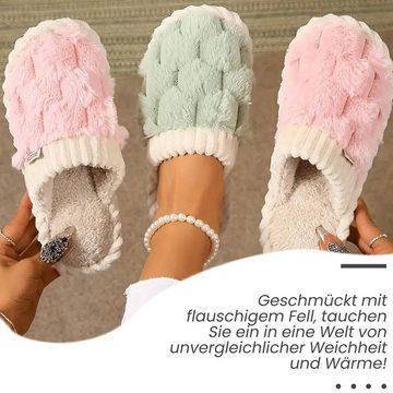 Daisred Damen Flauschige Winter Plüsch Pantoffeln Flache Hausschuh