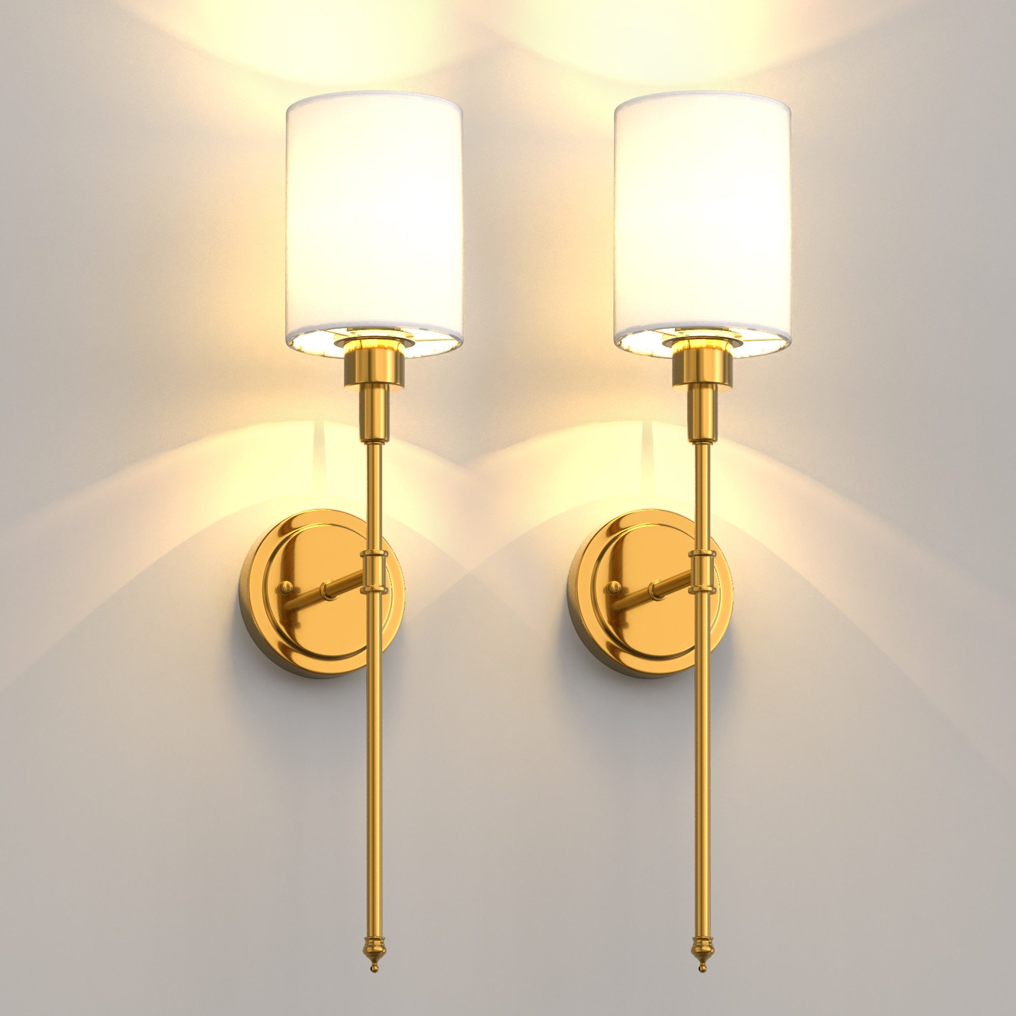 LOHAS-LED Wandleuchte 2er-Set Kabellose Stoff-Wandleuchten mit Akku, 3600 mAh, LED wechselbar, warmweiß bis kaltweiß + bunte Farben, RGBCW dimmbar, IR-Fernbedienung, E26 Sockel