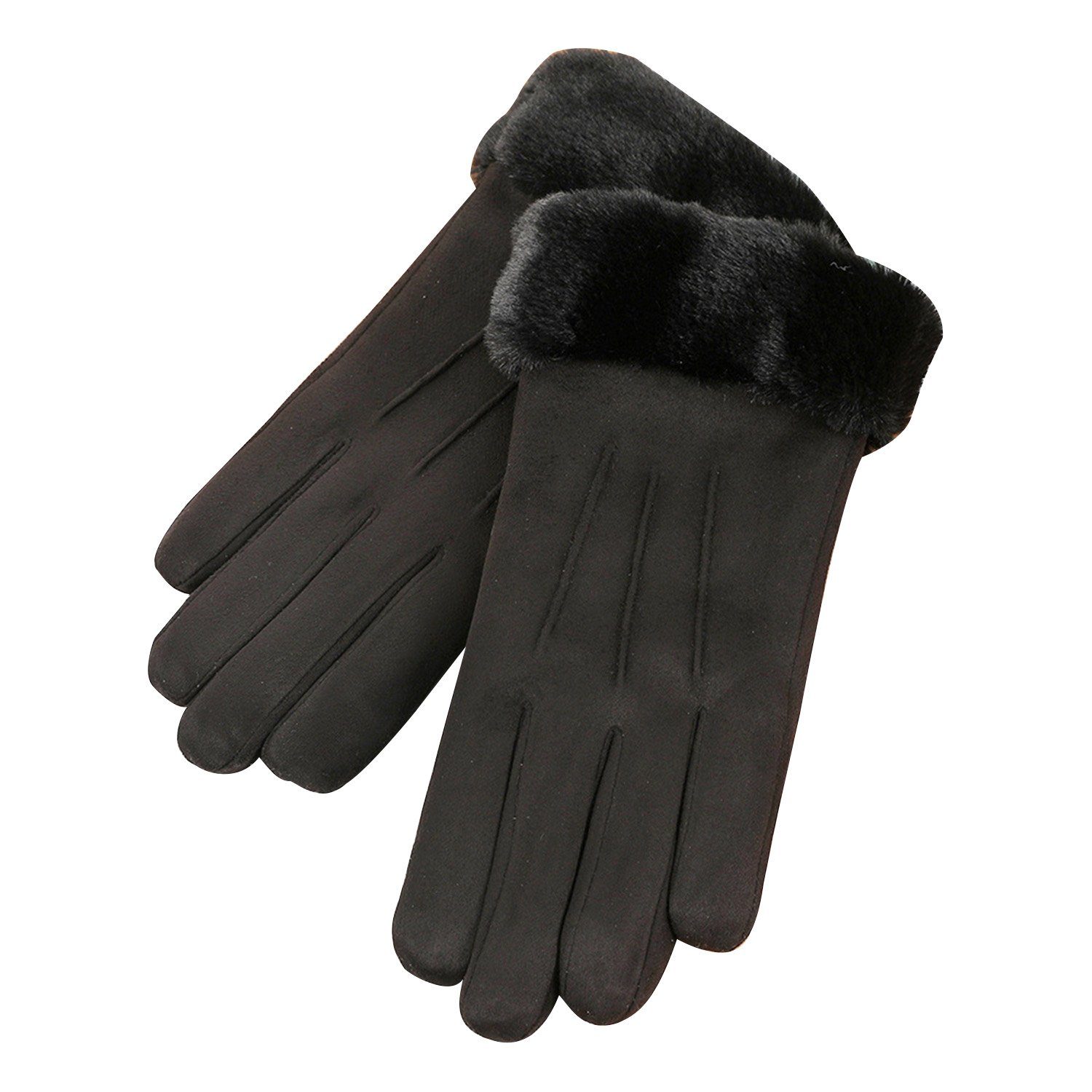 MAGICSHE Fleecehandschuhe Damen Winter Warme Touchscreen Handschuhe Schwarz