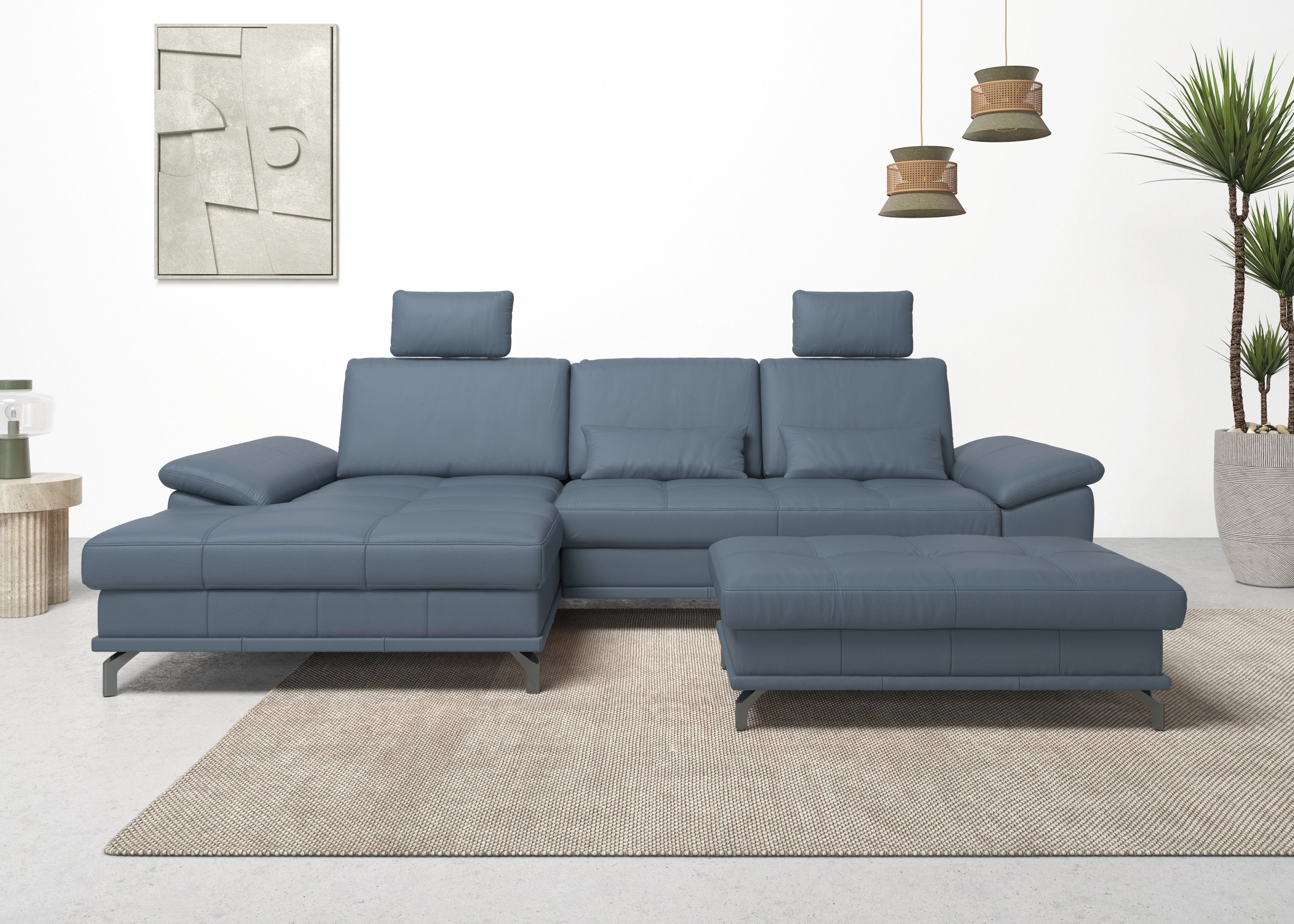 OTTO home Ecksofa Costello L-Form, B: 301 cm mit Sitztiefen-, Armteilverstellung &, 3 Nierenkissen, optional Bettfunktion & Bettkasten