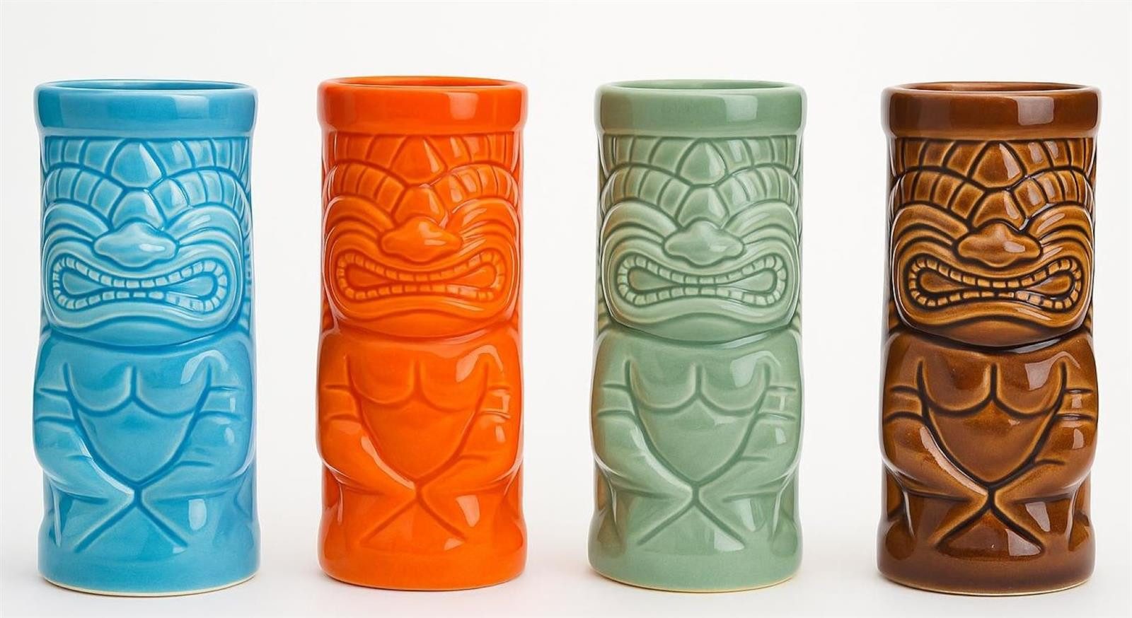 Geschenkestadl Cocktailglas 4 Stück Tiki Cocktail Becher uni 350ml/16cm Trinkglas Bar Deko, 4-tlg.