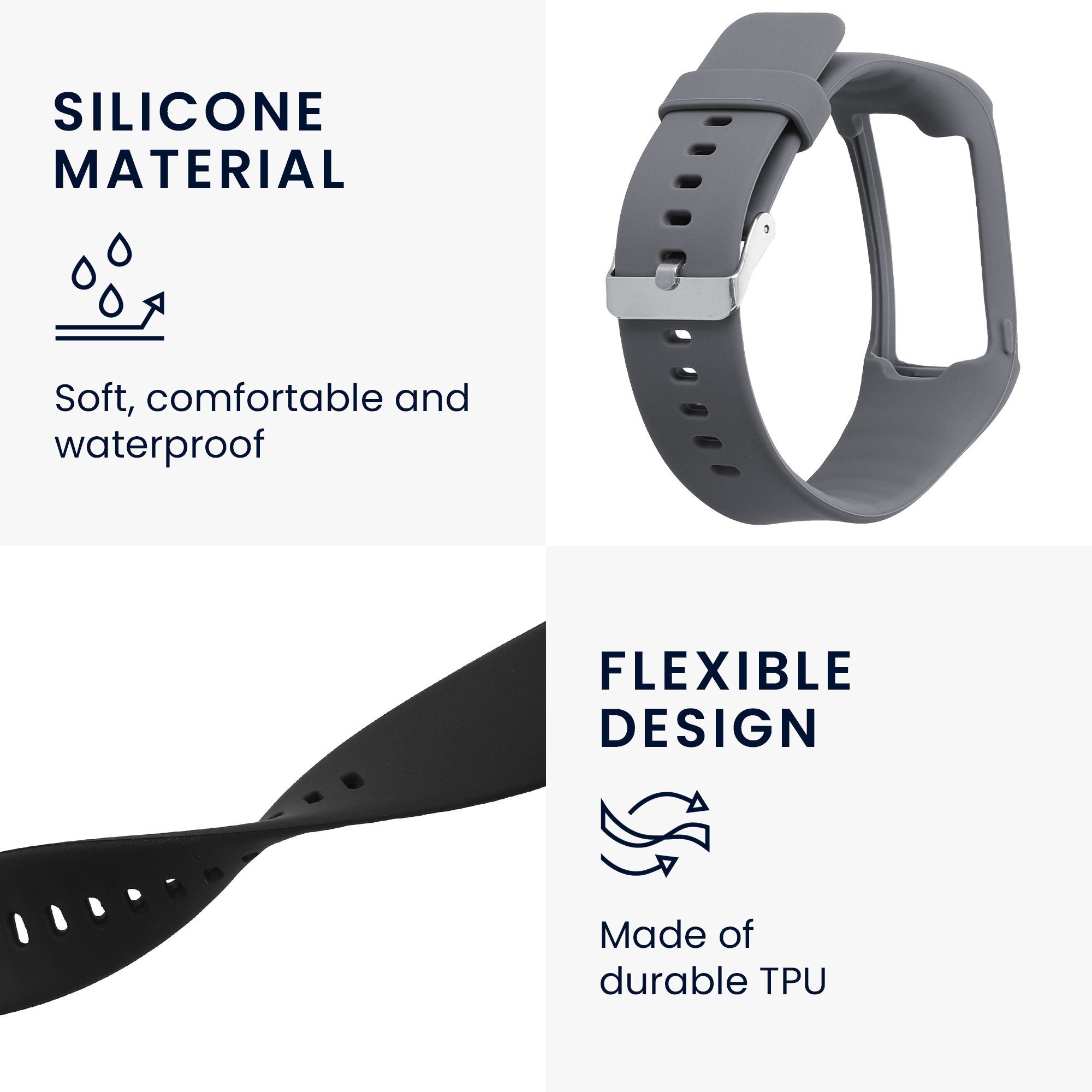 kwmobile Uhrenarmband 2x Uhrenarmband für Polar A360 / A370 Armband, Fitnesstracker Band Set aus TPU Silikon - Ersatzarmband Smartwatch