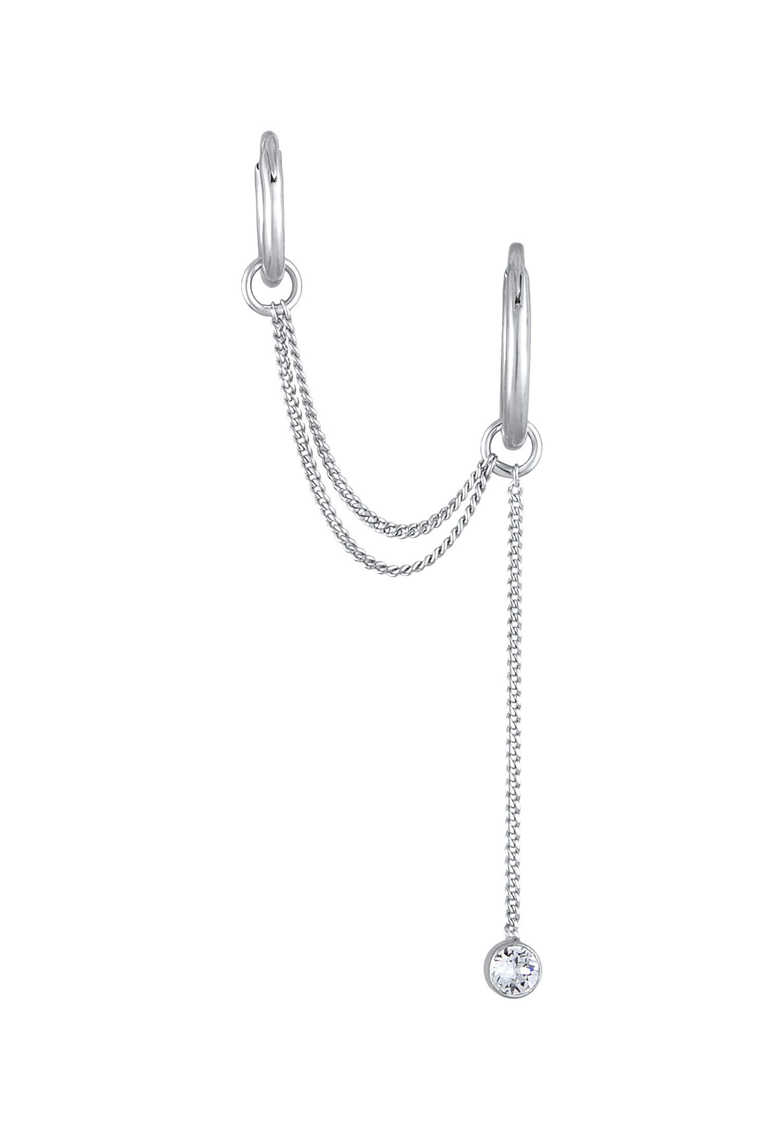 Elli Paar Creolen Ear Chain Creolen Kristall Modern 925 Silber