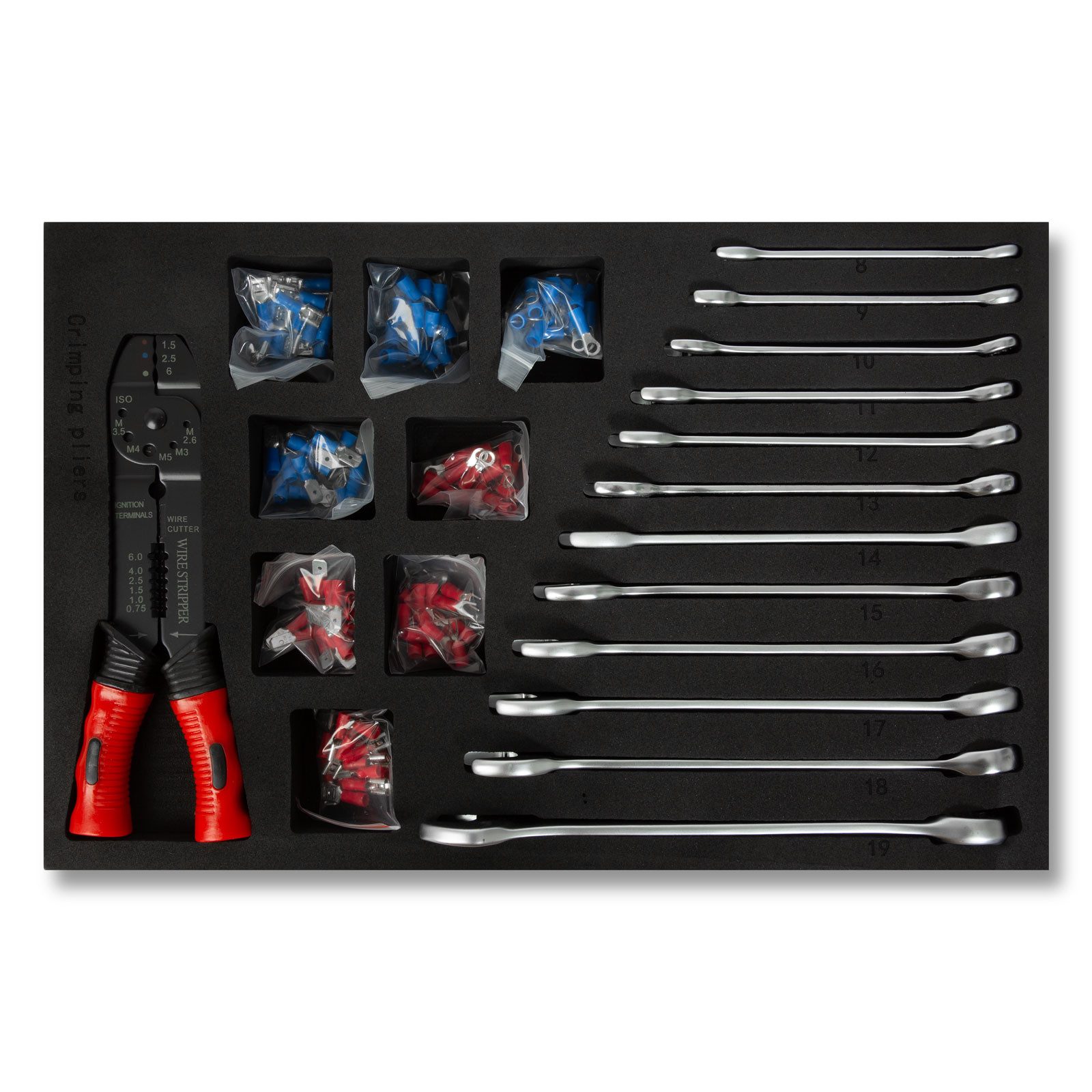 EBERTH Werkzeugset Multitool Werkzeug Set 81 Teile Für Werkzeugwagen, Für 4 Schubladen, KFZ & Profi-Werkstatt Ausstattung, Rot