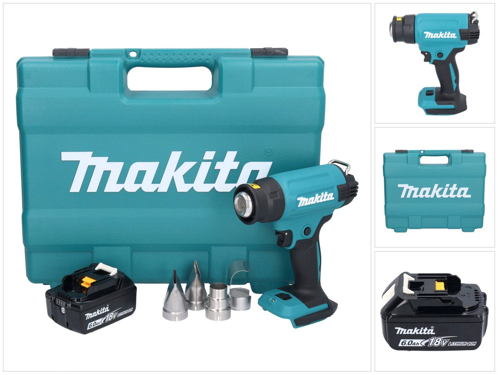 Makita Heißluftgebläse DHG 181 G1K Akku Heißluftgebläse 18 V 150 - 550°C + 1x Akku 6,0 Ah +