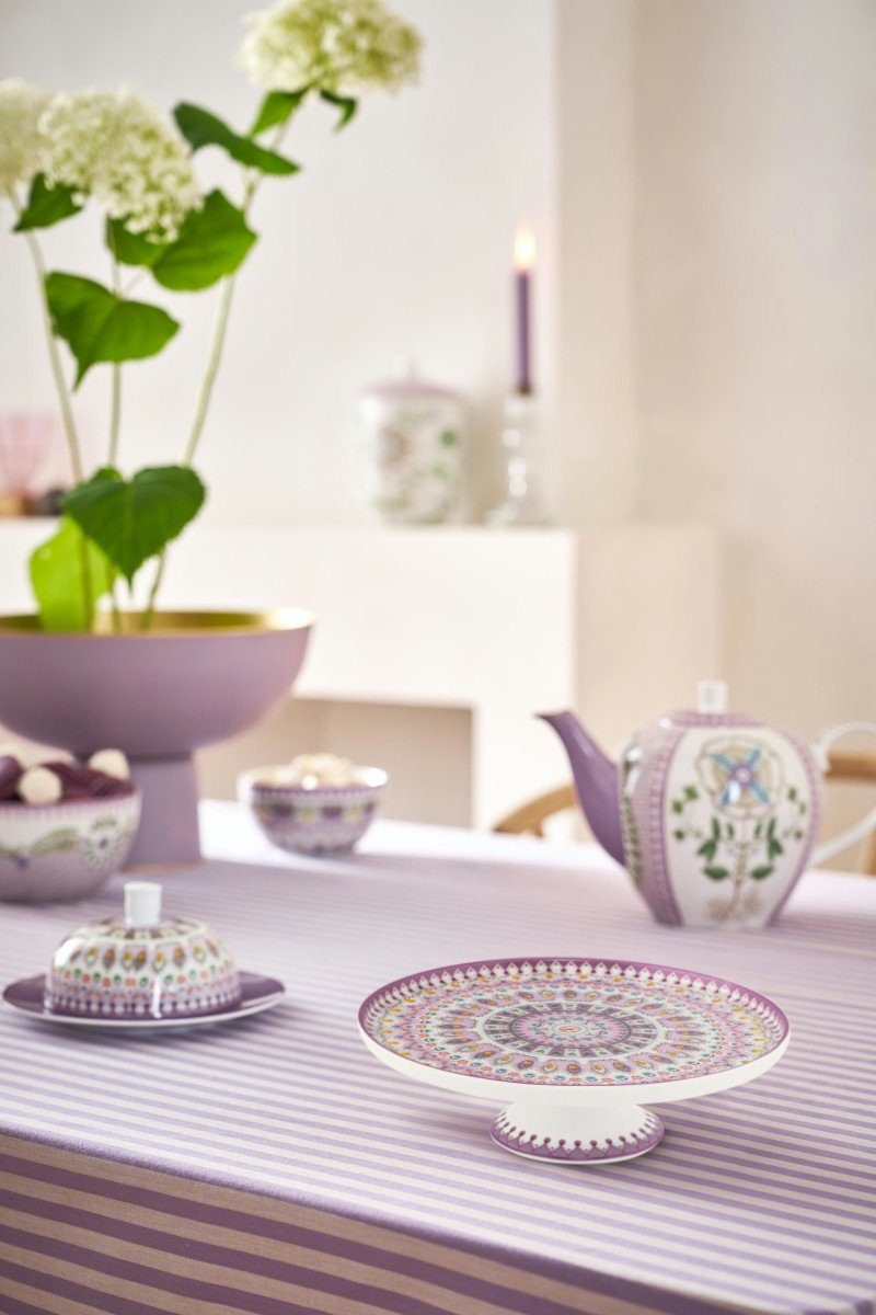 PiP Studio Tortenplatte Lily&Lotus Tortenplatte klein lila bunt 21cm, Porzellan, (Platten), Mini Cake Tray Lily&Lotus Moon Delight Multi 21cm
