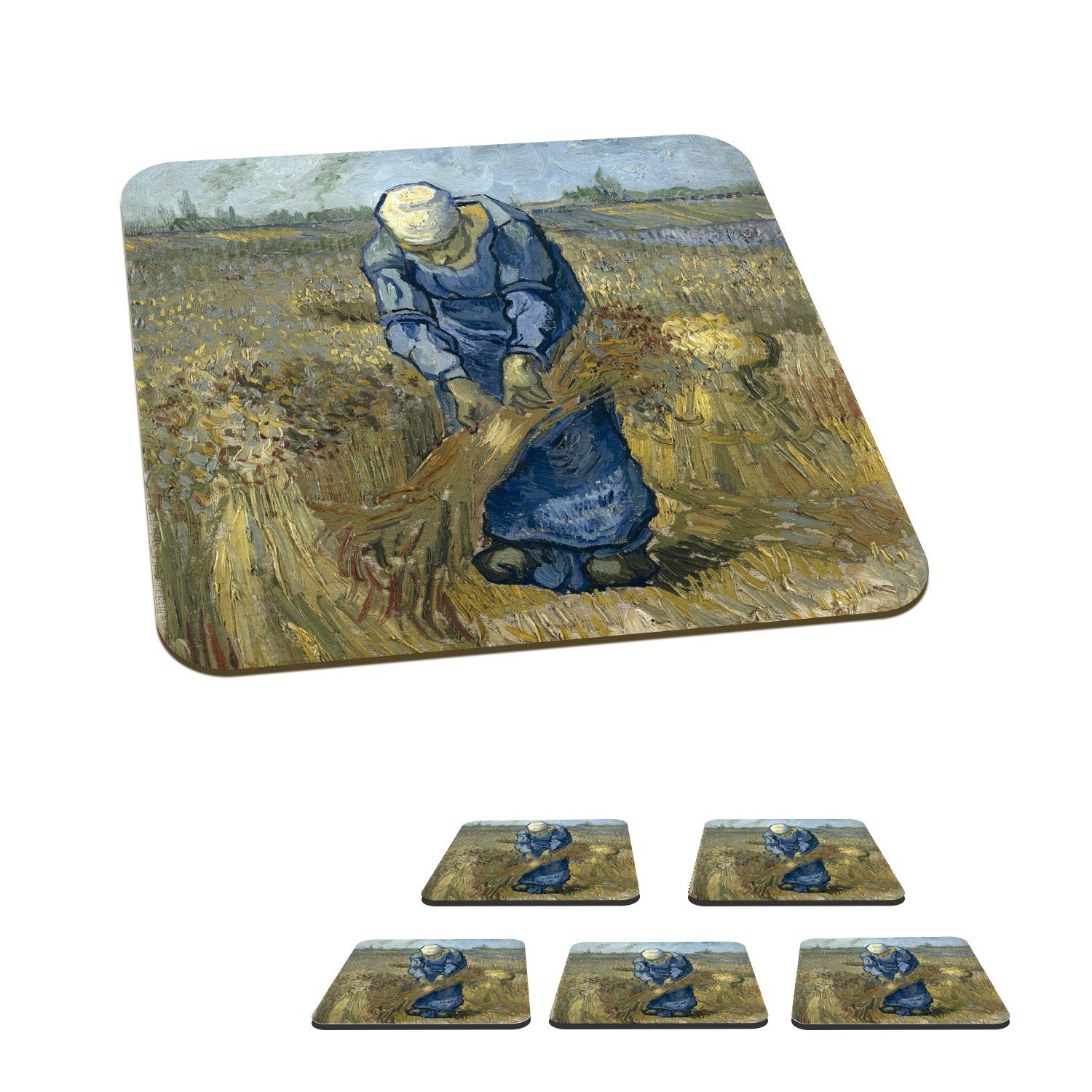 MuchoWow Glasuntersetzer Der Schafspelz Vincent Glasuntersetzer, Tasse Gläser, Millet) Gogh, (nach - Tischuntersetzer, Untersetzer, Zubehör van 6-tlg., Korkuntersetzer, für