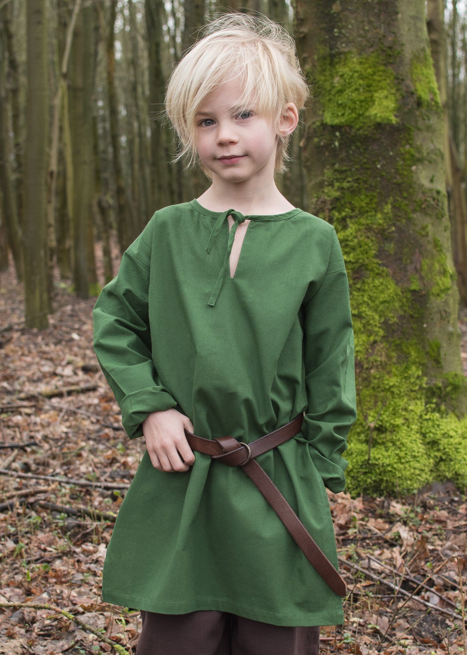 Battle Merchant Ritter-Kostüm Langärmelige Mittelalter-Tunika / Leibhemd Arn für Kinder, grün