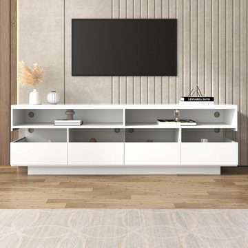 OKWISH Lowboard TV-Schrank (TV-Ständer hochglanz mit LED), Breite: 173,5cm