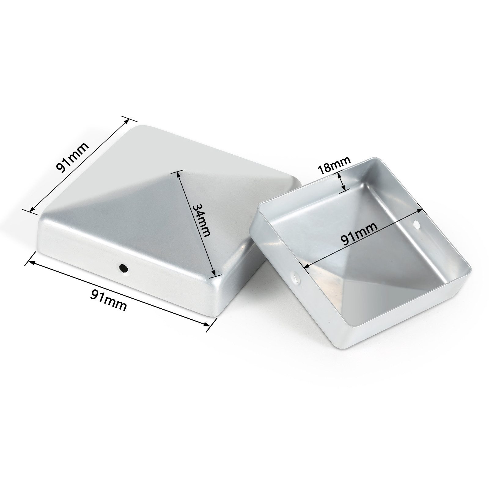 Clanmacy Pfostenkappe 10x Pfostenkappe Pyramide 91X91mm Zaunkappe für Pfosten Silber – Bild 2 von 5
