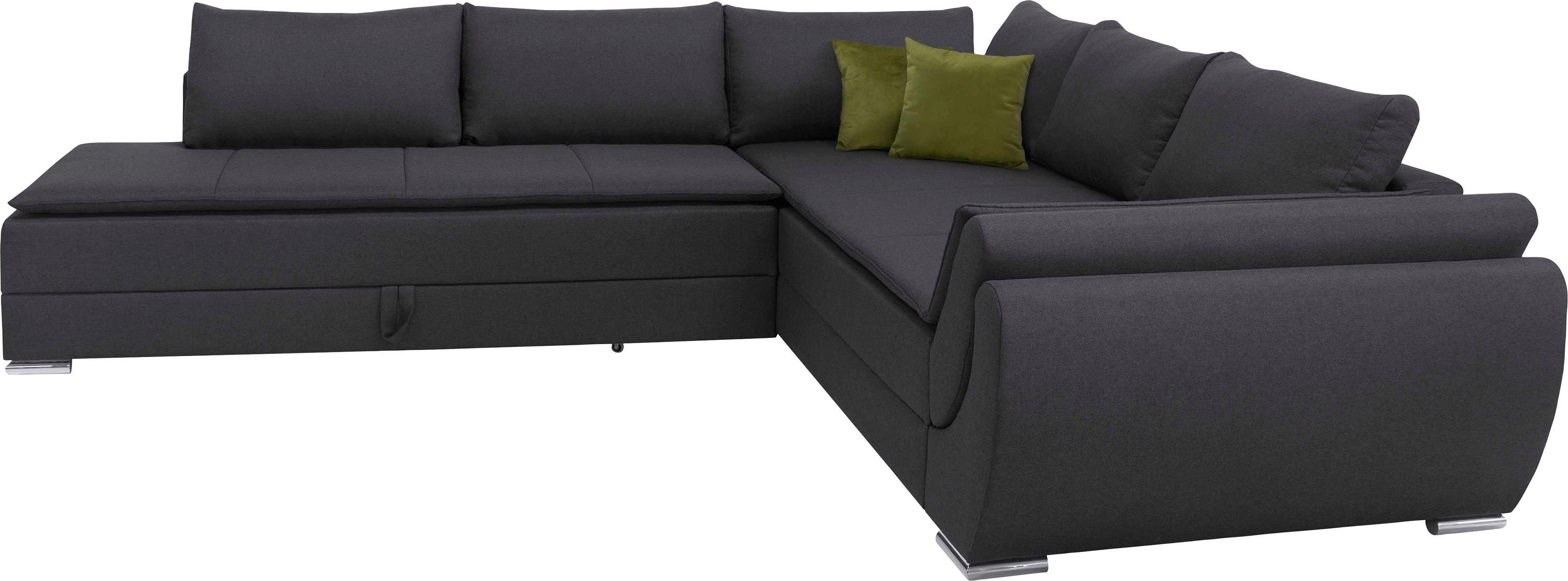 INOSIGN Ecksofa Göteborg, mit Boxspring-Bettfunktion und Bettkasten, Dauerschlaffunktion, Topper