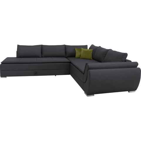 INOSIGN Ecksofa Göteborg, mit Boxspring-Bettfunktion und Bettkasten, Dauerschlaffunktion, Topper