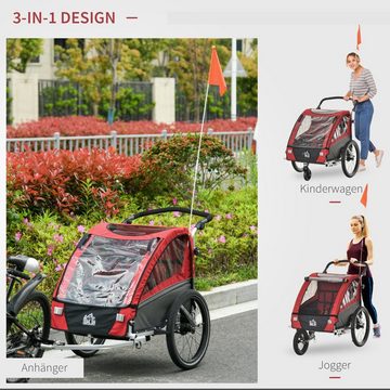 HOMCOM Fahrradkinderanhänger 3in1 Kinderwagen