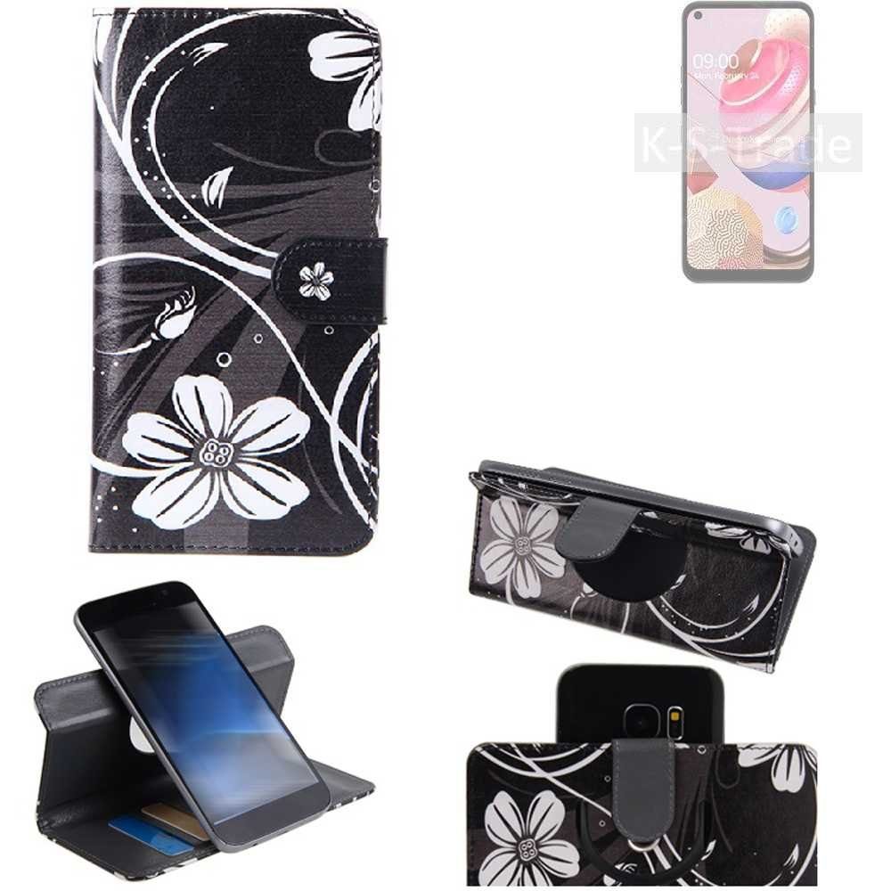 K-S-Trade Handyhülle für LG Electronics K51S, Schutzhülle Handyhülle Hülle 360° Wallet Case ''Flowers''
