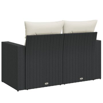 vidaXL Loungesofa Gartensofa mit Kissen 2-Sitzer Schwarz Poly Rattan