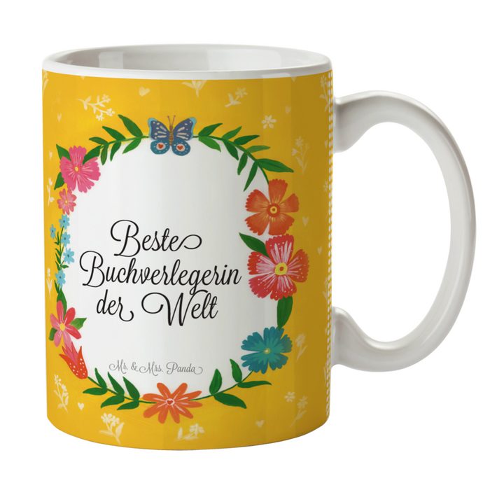 Mr. & Mrs. Panda Tasse Buchverlegerin - Geschenk Bachelor Kaffeetasse Becher Frühstück Keramik