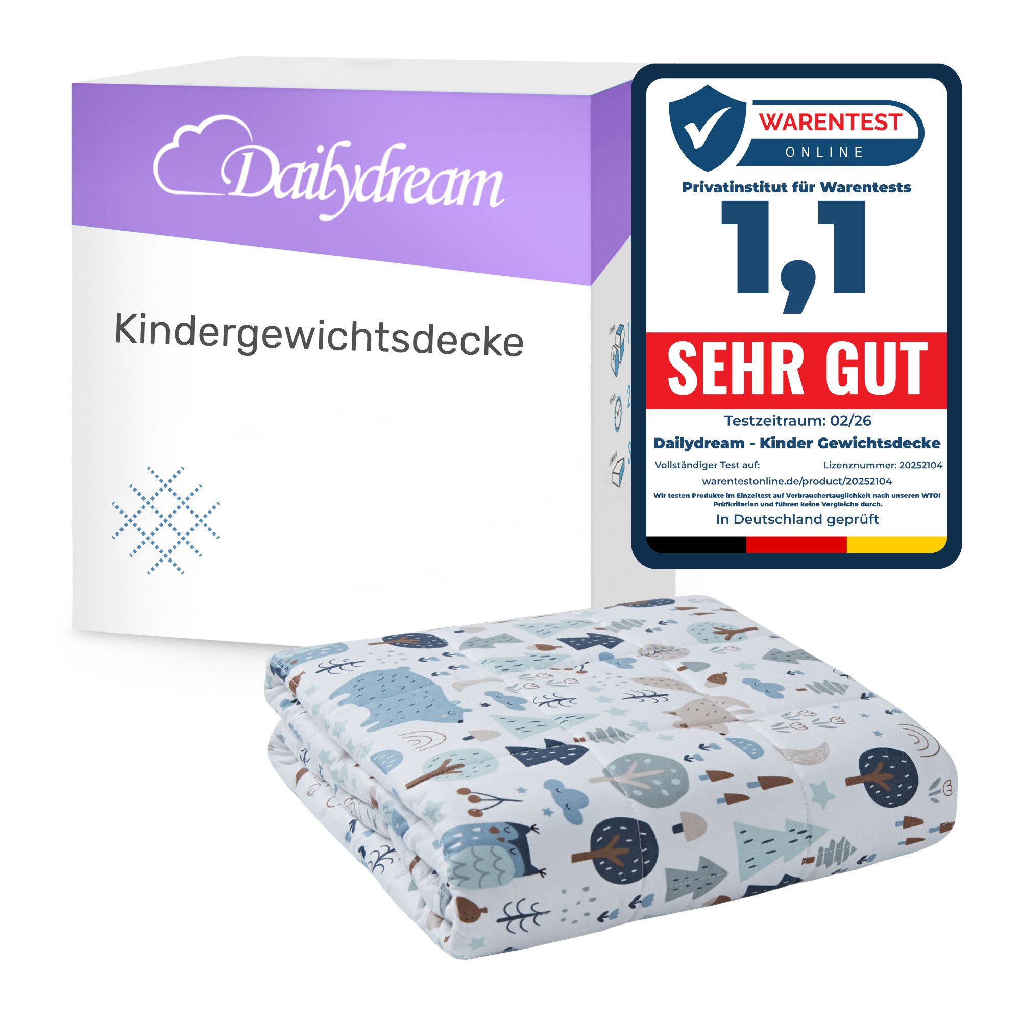 Dailydream Gewichtsdecke Kinder Therapie-Bettdecke aus Baumwolle, 2,3Kg, 90x120cm