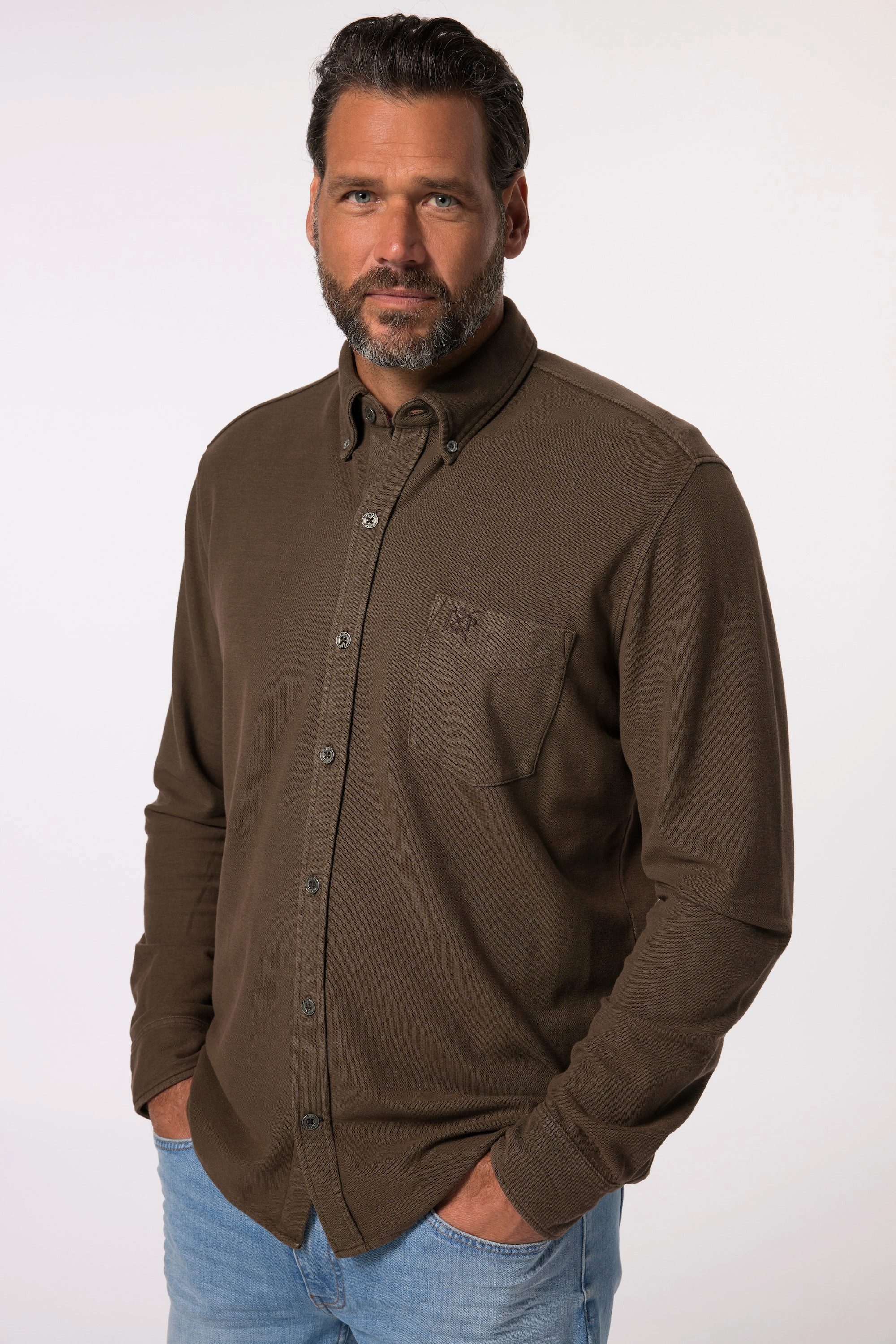 JP1880 Businesshemd Piqué-Hemd Langarm acid washed günstig online kaufen