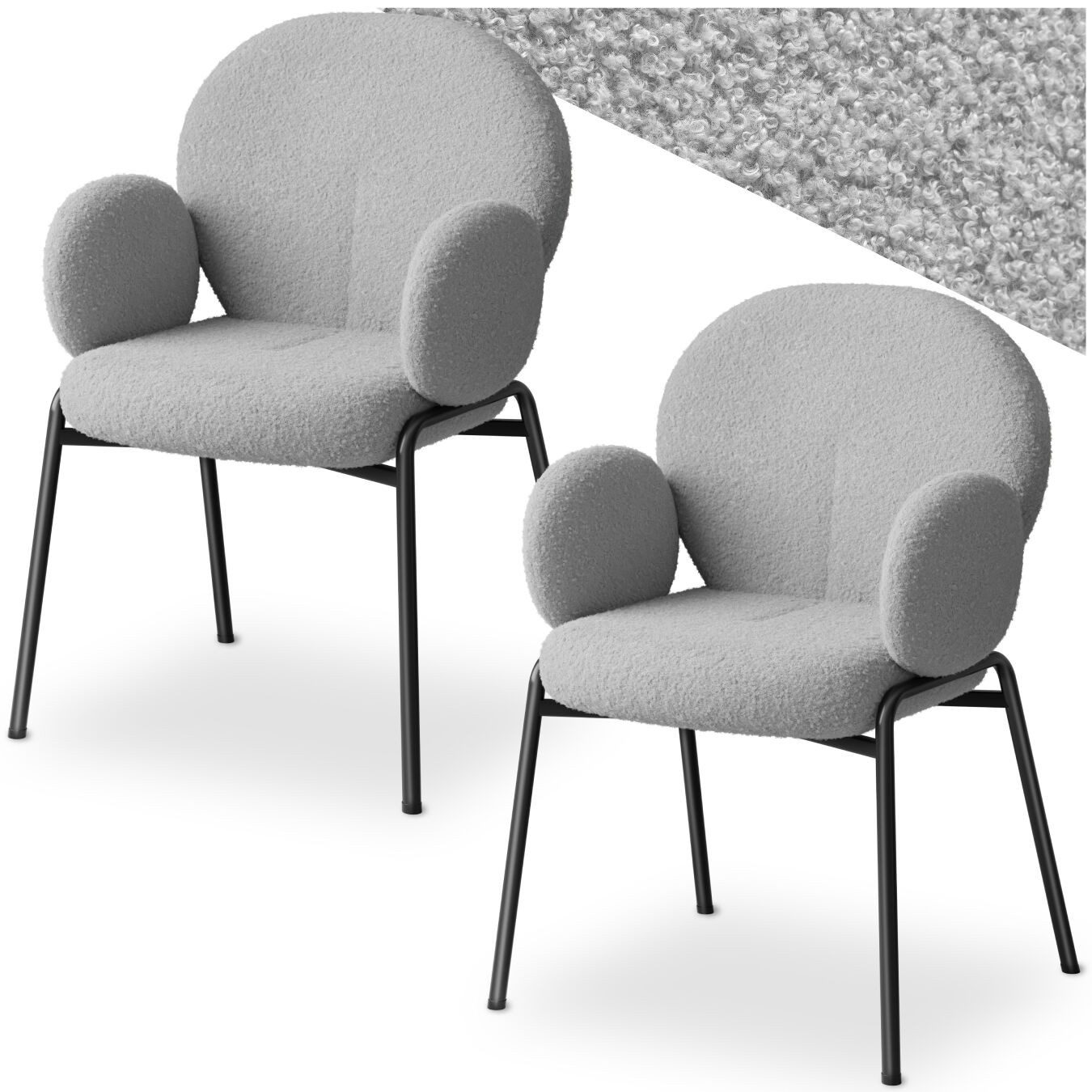 tectake Esszimmerstuhl Stuhl Scandi gepolstert, Bouclé-Stoff (Set, 2 St), E günstig online kaufen