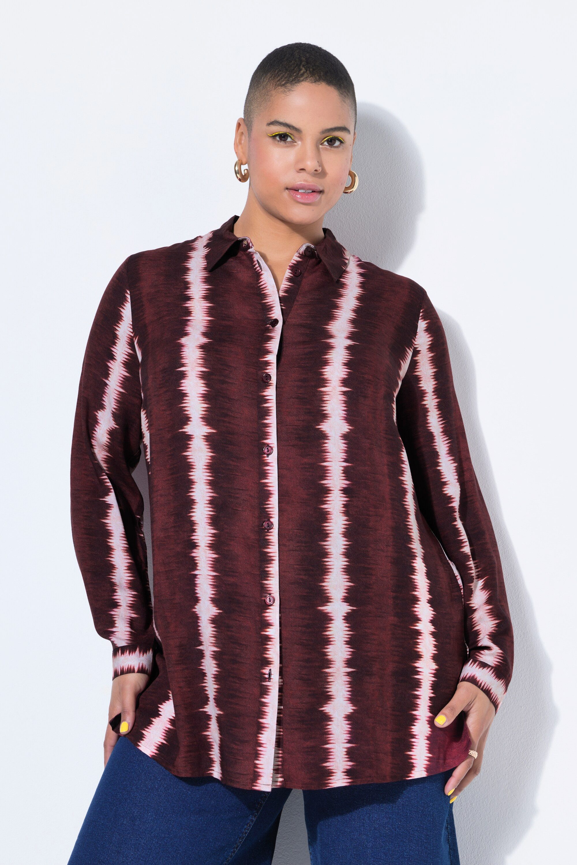 Hemdbluse Hemdbluse Straight Shape Batik-Stripes Langarm
