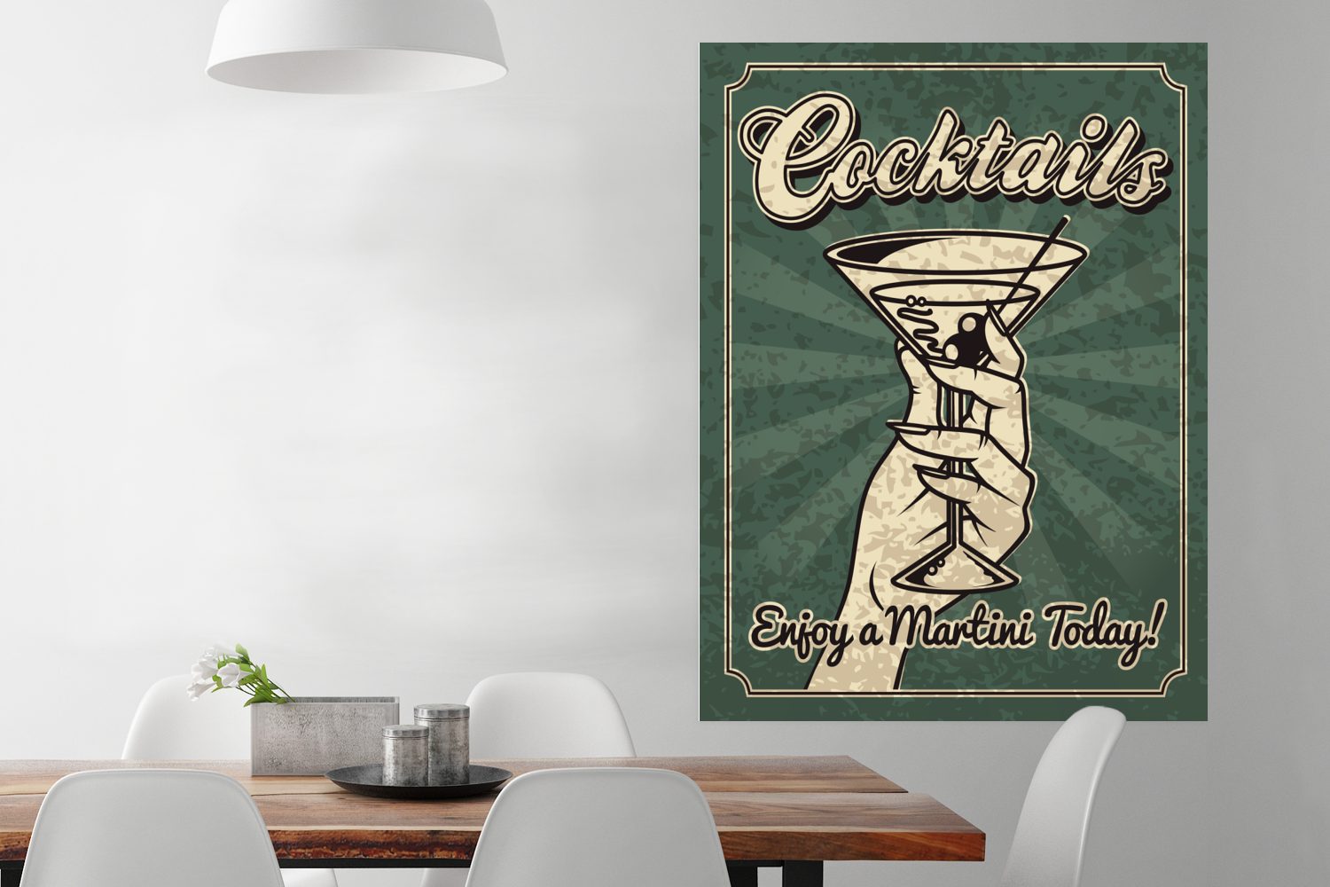 MuchoWow Poster Vintage-Illustration Martini-Cocktail, (1 St), Wandbild, Deko, Schlafzimmer, Wohnzimmer, Qualitätsdruck Dickes Papier